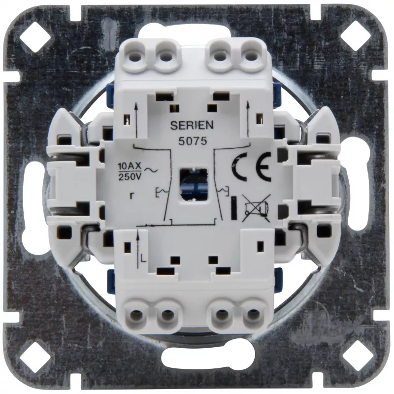 HEINRICH KOPP mecanismo interruptor doble, empotrar, 2 elementos, 250 V, 10 A, bornes de tornillo, termoplástico, IP20 507500007