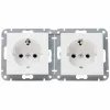 HEINRICH KOPP HK07 KombiQuick toma de corriente Schuko doble horizontal de empotrar, blanco puro (RAL 9010), con protección infantil, 16 A, 250 V, bornes de conexión rápida, termoplástico libre de halógenos 133829004