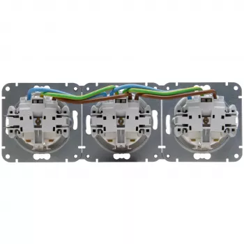 HEINRICH KOPP HK07 KombiQuick toma de corriente triple de empotrar, horizontal, blanco puro 133329009