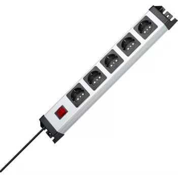 HEINRICH KOPP regleta de enchufes 5 tomas con interruptor, gris/negro, cable 1,4 m 226620015