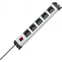 HEINRICH KOPP regleta de enchufes 5 tomas con interruptor, gris/negro, cable 1,4 m 226620015