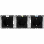 HEINRICH KOPP HK07 KombiQuick toma de corriente Schuko empotrable 3 tomas, horizontal, negra, 16 A, 250 V, IP20, bornes de tornillo, sin protección infantil 133350001