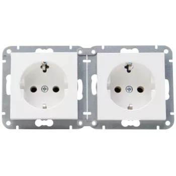 HEINRICH KOPP HK07 KombiQuick Toma de corriente Schuko empotrable horizontal 2 tomas, blanco puro 133729001