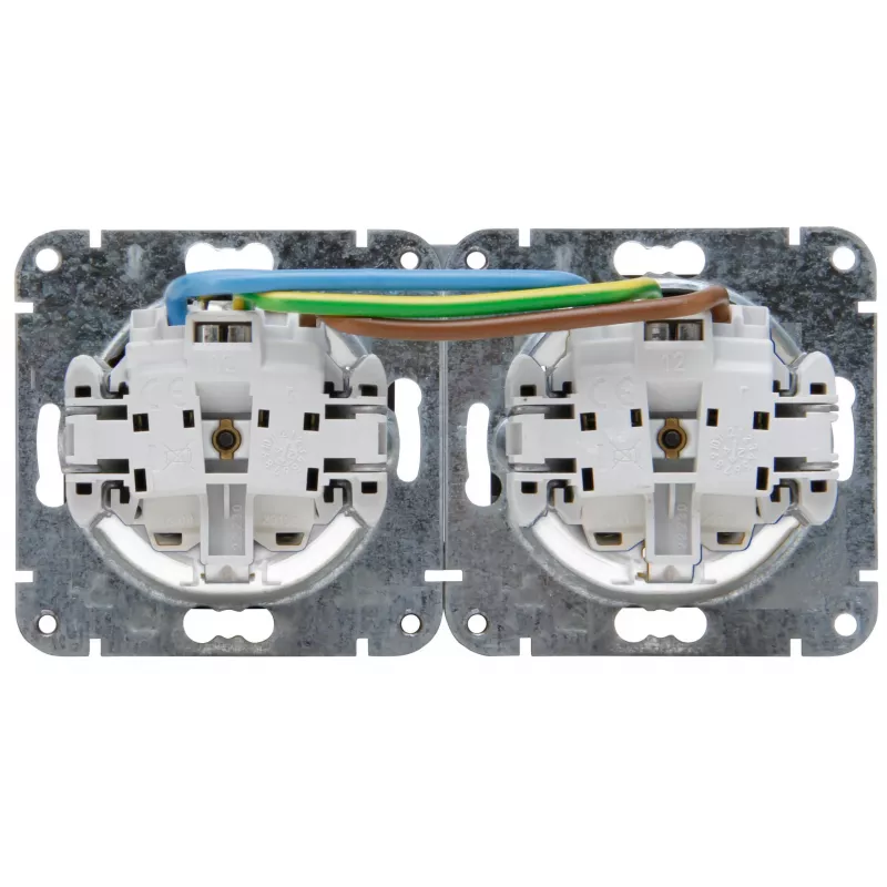 HEINRICH KOPP HK07 KombiQuick Toma de corriente Schuko empotrable horizontal 2 tomas, blanco puro 133729001