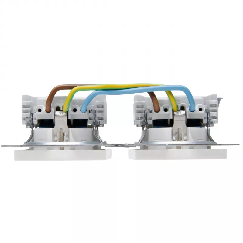 HEINRICH KOPP HK07 KombiQuick Toma de corriente Schuko empotrable horizontal 2 tomas, blanco puro 133729001