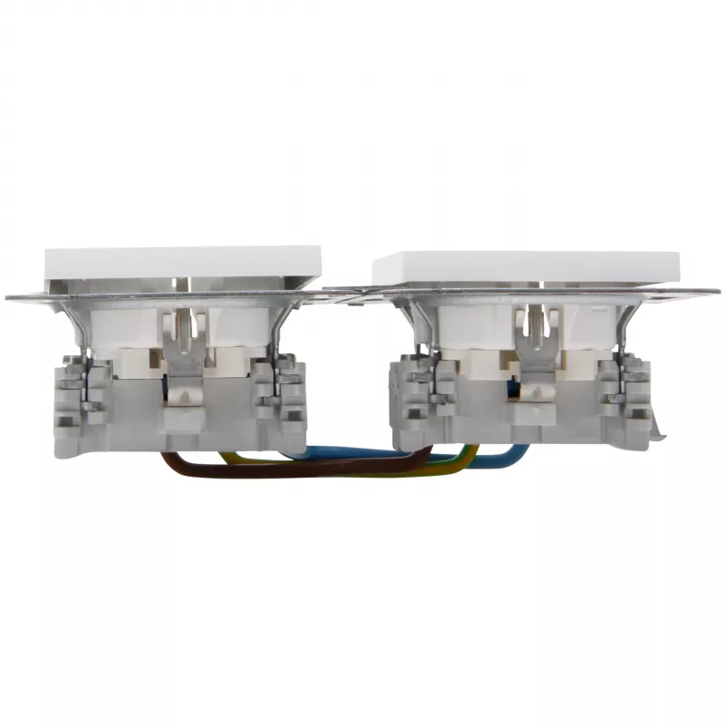 HEINRICH KOPP HK07 KombiQuick Toma de corriente Schuko empotrable horizontal 2 tomas, blanco puro 133729001