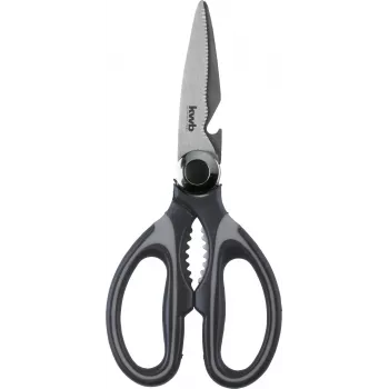 kwb 020721 Tijeras de uso doméstico, hojas de acero inoxidable, 210 mm, negro