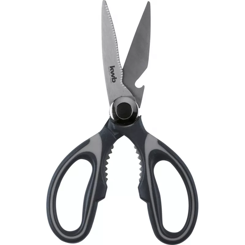 kwb 020721 Tijeras de uso doméstico, hojas de acero inoxidable, 210 mm, negro