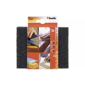 kwb 89000 Set de esponjas abrasivas, grano fino, 3 piezas, para madera y metal
