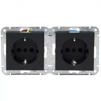 HEINRICH KOPP HK07 KombiQuick Toma de corriente empotrable 2 tomas, Schuko, horizontal, seguridad infantil, antracita 133815003