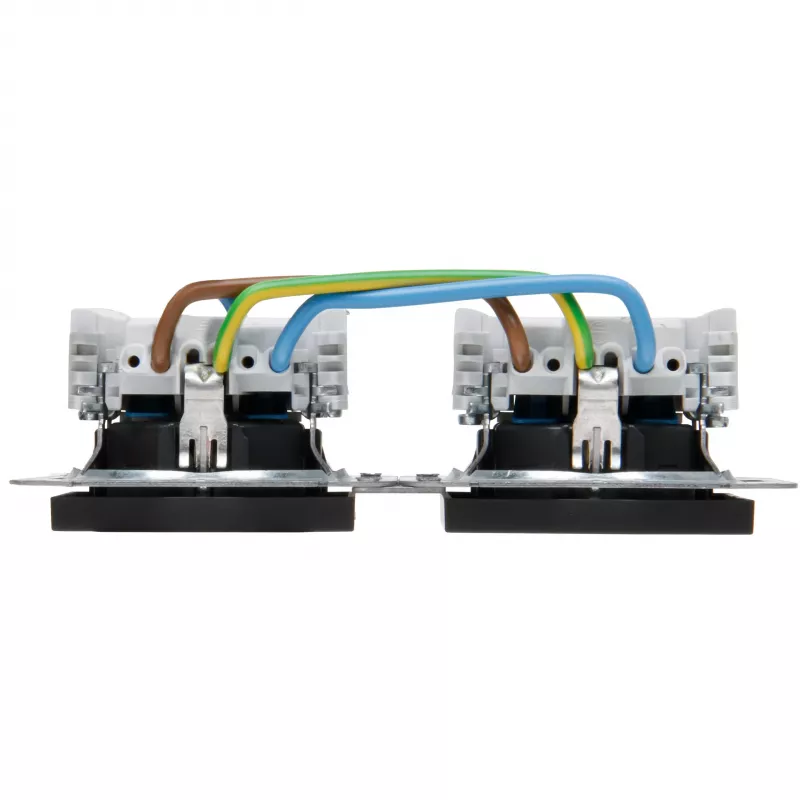 HEINRICH KOPP HK07 KombiQuick Toma de corriente empotrable 2 tomas, Schuko, horizontal, seguridad infantil, antracita 133815003