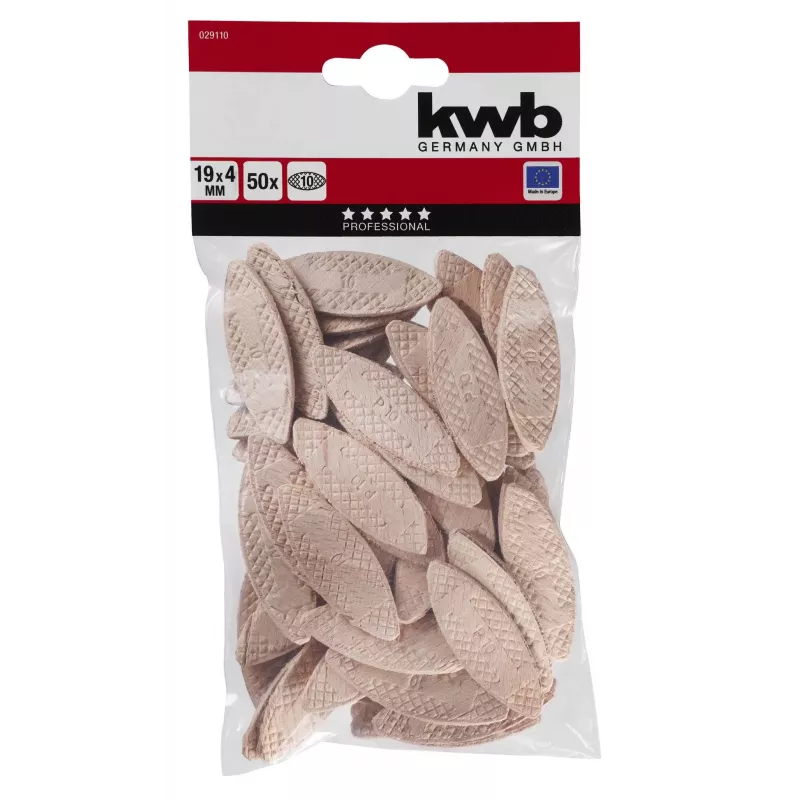 kwb Tacos de madera 10 mm, 50 uds., haya, ranurados, DIN 68150 029110