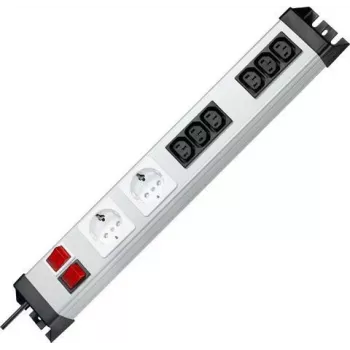 Heinrich Kopp POWERversal Regleta de enchufes 8 tomas con 2 tomas Schuko y 6 tomas IEC C13, cable de 1,4 m, negro 227520013