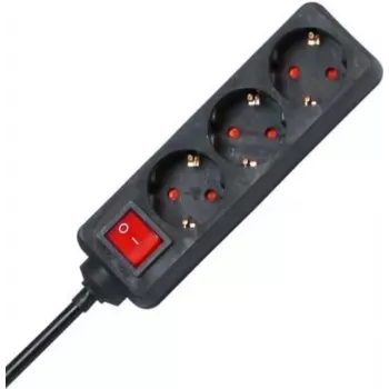 HEINRICH KOPP 129715009 Alargador de interior, 3 tomas con contacto de protección, 1,4 m, negro/rojo