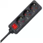 HEINRICH KOPP 129715009 Alargador de interior, 3 tomas con contacto de protección, 1,4 m, negro/rojo