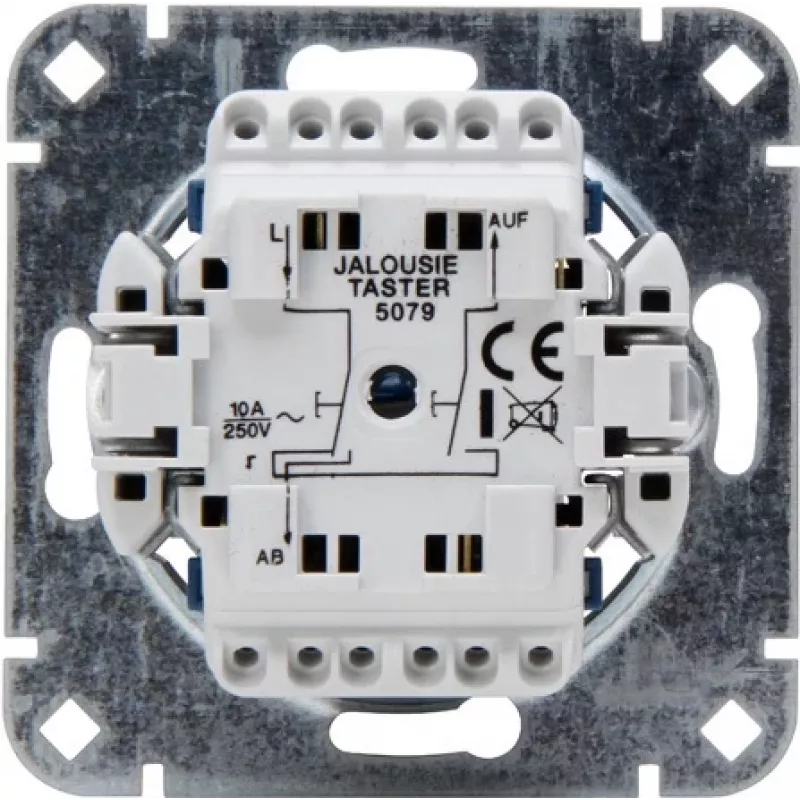 HEINRICH KOPP 507900009 Mecanismo pulsador para persiana enrollable empotrado, 250V, 10AX, IP20, aluminio