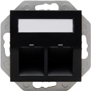 HEINRICH KOPP HK07 Placa de pared Keystone con tapa, IP44, 2 puertos, negra 953850004