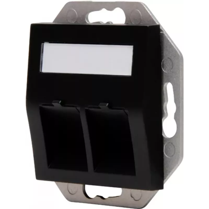 HEINRICH KOPP HK07 Placa de pared Keystone con tapa, IP44, 2 puertos, negra 953850004
