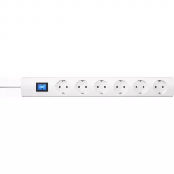 HEINRICH KOPP 232802005 Regleta de enchufes para interiores con 6 tomas Schuko, cable de 1,4 m, blanca