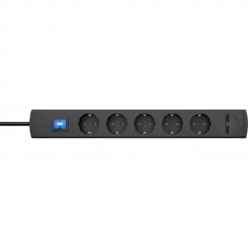 HEINRICH KOPP Regleta de enchufes 5 tomas con interruptor, antracita, 1,4 m 233605003
