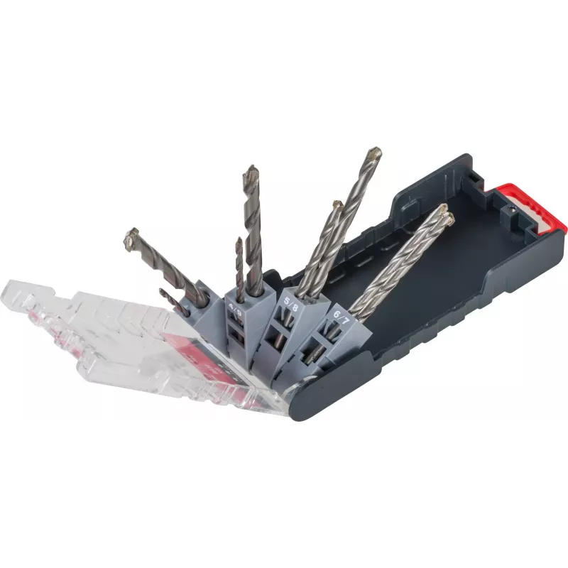 kwb 109145 Set de brocas espirales para piedra con punta de carburo, 8 piezas, 3-10 mm