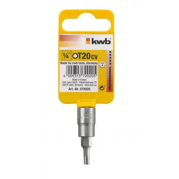 kwb 372020 Punta de destornillador Torx T20 1/4 pulgadas hexagonal, 25 mm, acero S2