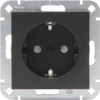 Kopp Toma de corriente SCHUKO con protección infantil reforzada, negro mate, HK07, 16 A, 250 V, montaje empotrado 940050000