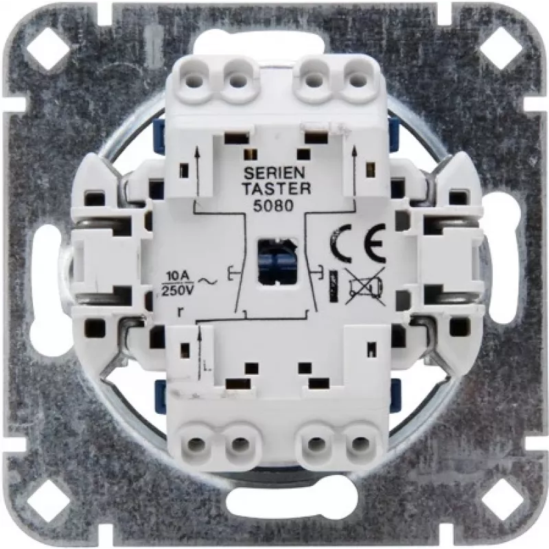 HEINRICH KOPP 508000003 Mecanismo de pulsador en serie empotrable, 250V, 10AX, IP20, aluminio
