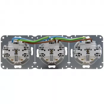 HEINRICH KOPP HK07 KombiQuick Toma de corriente Schuko triple horizontal con protección infantil, blanco puro 133429002