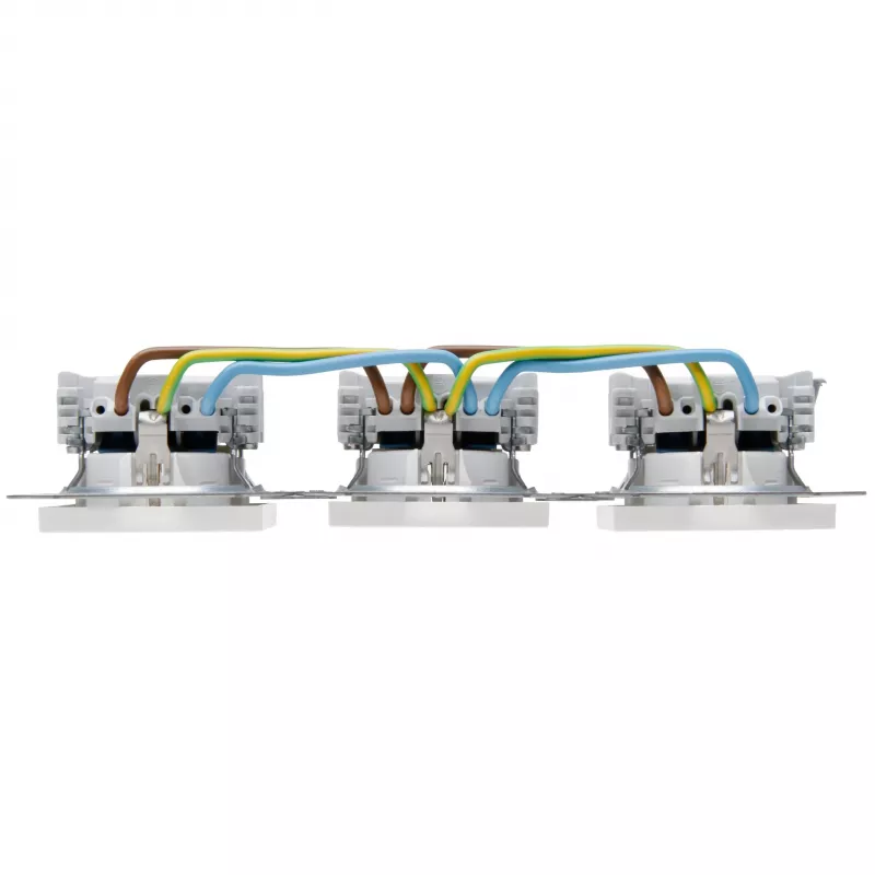 HEINRICH KOPP HK07 KombiQuick Toma de corriente Schuko triple horizontal con protección infantil, blanco puro 133429002