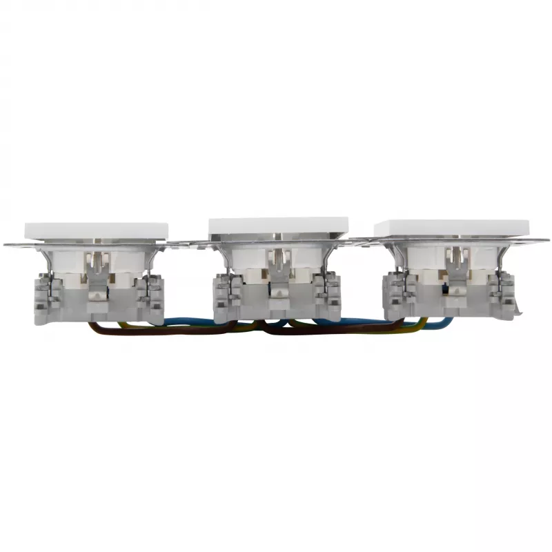 HEINRICH KOPP HK07 KombiQuick Toma de corriente Schuko triple horizontal con protección infantil, blanco puro 133429002