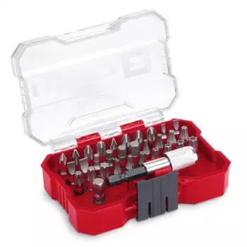 Einhell Set de 32 puntas de destornillador con portapuntas magnético, acero S2, PH/PZ/planas/Torx/hexagonales interiores, vástago hexagonal de 1/4