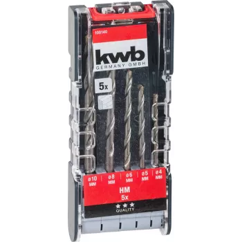 kwb 109140 Set de brocas para martillo con puntas de carburo, 5 piezas, 4-10 mm