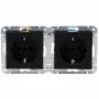 HEINRICH KOPP HK07 KombiQuick Toma de corriente horizontal para empotrar de 2 elementos con protección infantil, negro 133850006