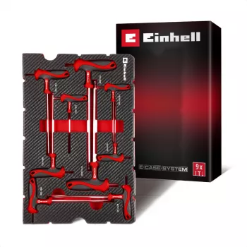 Einhell 370526 Set de insertos para maletín 9 piezas para E-Case, rojo/negro