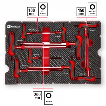 Einhell 370526 Set de insertos para maletín 9 piezas para E-Case, rojo/negro