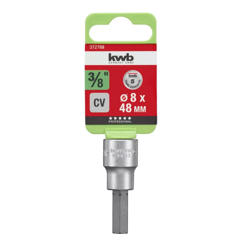 kwb 372708 Punta de vaso hexagonal exterior 8 mm accionamiento 3/8
