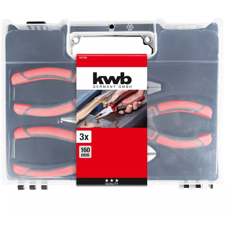 kwb 381090 Set de alicates 3 piezas (alicate universal, alicate de corte, alicate de punta)