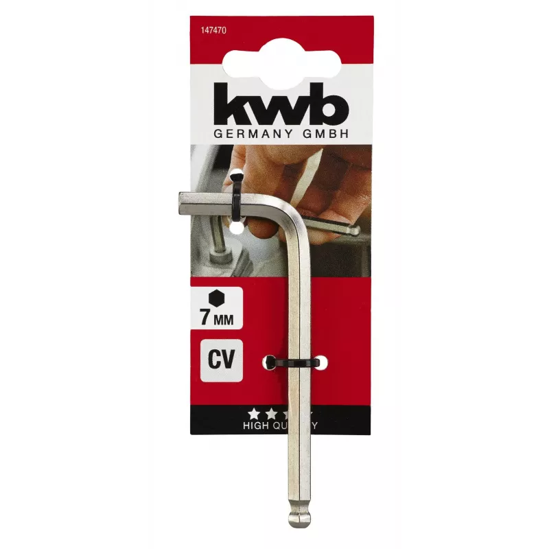 KWB Set de llaves Allen 9 piezas métricas acero cromo-vanadio llaves en L con soporte de plástico 147470