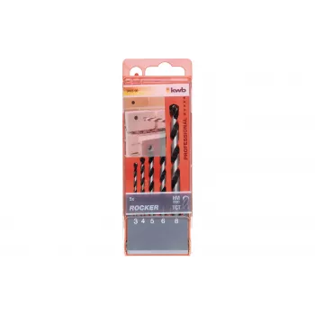 KWB Rocker Set de brocas para madera 3-8 mm, 5 piezas, punta de centrado, estuche de plástico 044300