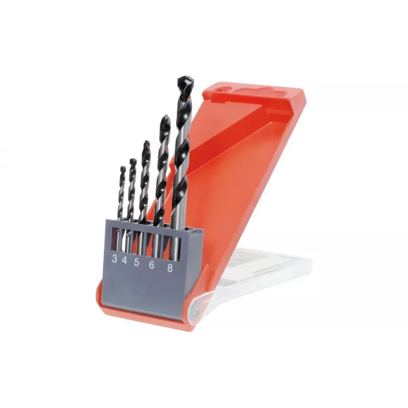 KWB Rocker Set de brocas para madera 3-8 mm, 5 piezas, punta de centrado, estuche de plástico 044300