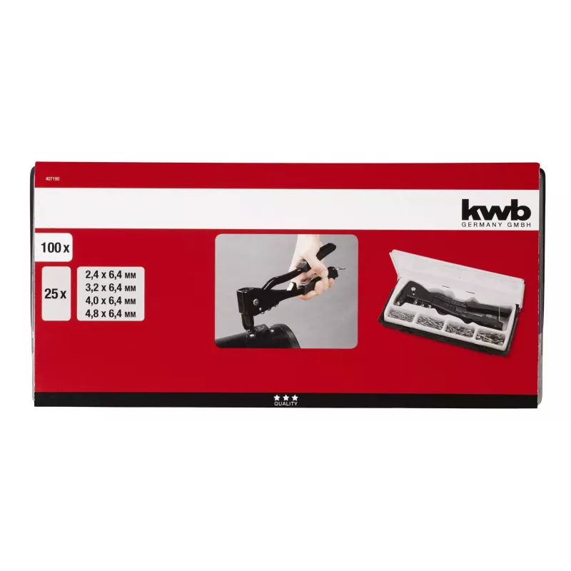 kwb 407190 Juego de remachadoras para remaches ciegos