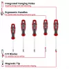 Einhell Set de destornilladores Torx universales T10-T30, 5 piezas, puntas magnéticas, acero cromo-vanadio, mangos ergonómicos bimaterial, taller y bricolaje 370537