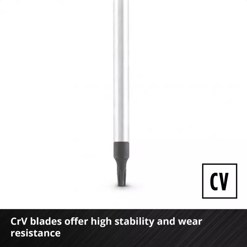 Einhell Set de destornilladores Torx universales T10-T30, 5 piezas, puntas magnéticas, acero cromo-vanadio, mangos ergonómicos bimaterial, taller y bricolaje 370537