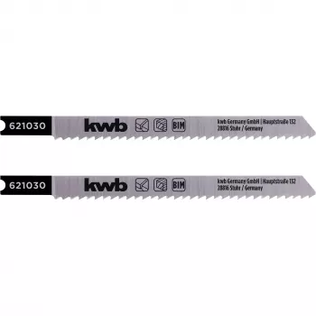 kwb 621030 Hojas de sierra de calar para madera, lijadas, bimetal, 2 uds.