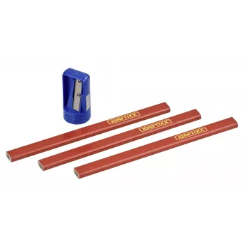 KWB 939290 Set de lápices de carpintero con sacapuntas, 4 piezas