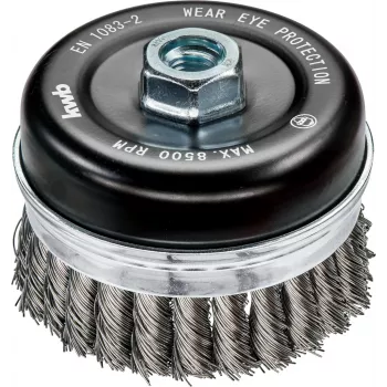 KWB AGGRESSO-FLEX® Cepillo de vaso, trenzado, alambre de acero HSS ondulado, 75 mm, rosca M14, para amoladora angular, 1 ud. (719226)