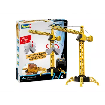 Revell Calendario de Adviento Mega Kran Puzzle 3D, 108 piezas, Snap-Fit, 24 ventanas, a partir de 10 años