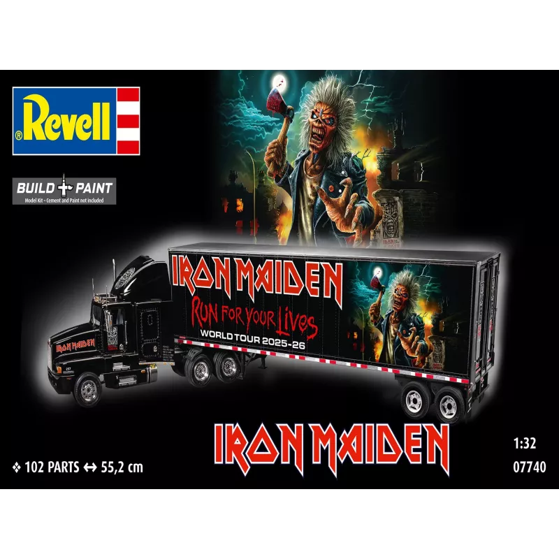 Revell 07740 Tour Truck “Iron Maiden”, maqueta 1:32, nivel 3, 102 piezas