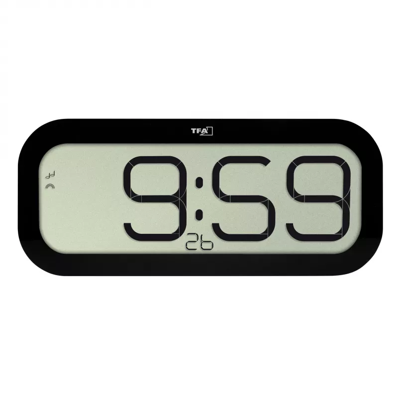 Reloj de pared radiocontrolado TFA Dostmann 60.4514.01 negro